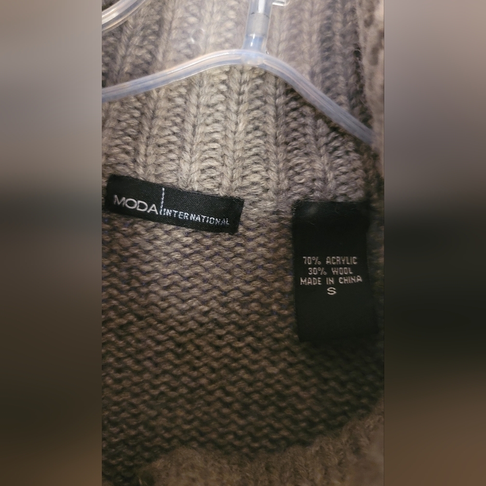 Grey Moda International Thick Woven Knit Button Up Sweater Sz Small - Picture 7 of 16